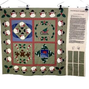 Vtg VIP Cranston Snowman Sampler Quilt Fabric Panel Christmas Gingerbread 35x44"